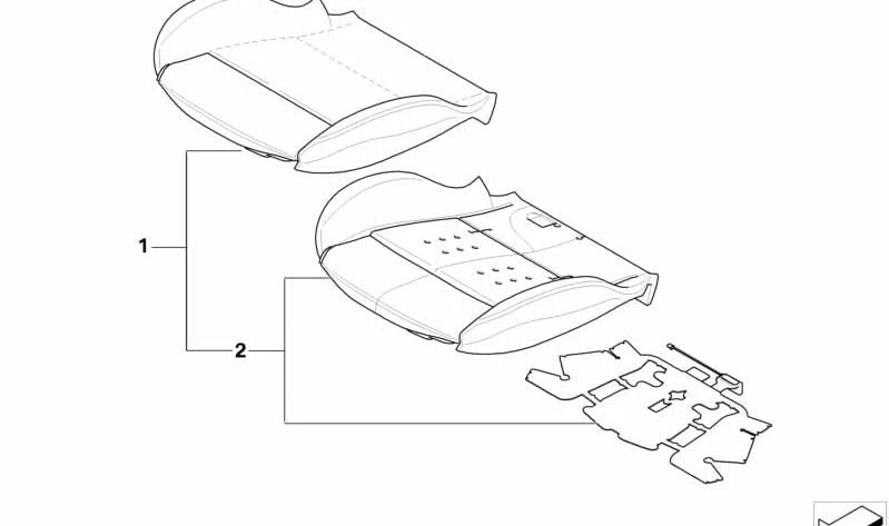 Parte del acolchado del asiento deportivo para BMW X5 E53 (OEM 52107245512). Original BMW.