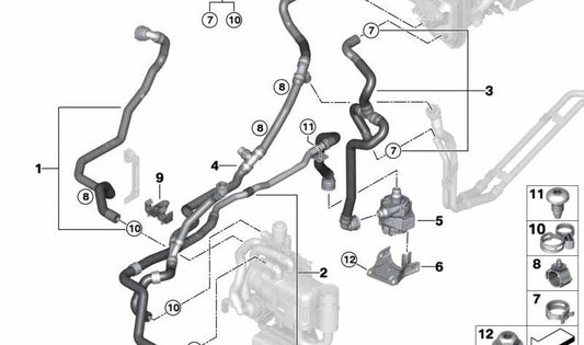 Mangueira de refrigeração para BMW X7 G07, G07N (OEM 64216821659). BMW originais.