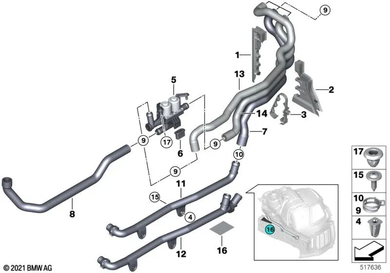 Tapa superior para BMW Serie 5 F07, F10, F11, F18 Serie 6 F06, F12, F13 Serie 7 F01, F02, F04 (OEM 64119144101). Original BMW