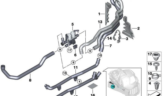 Soporte de goma OEM 64119226852 para BMW F07, F10, F11, F06, F12, F13, F01, F02, F04. Original BMW.