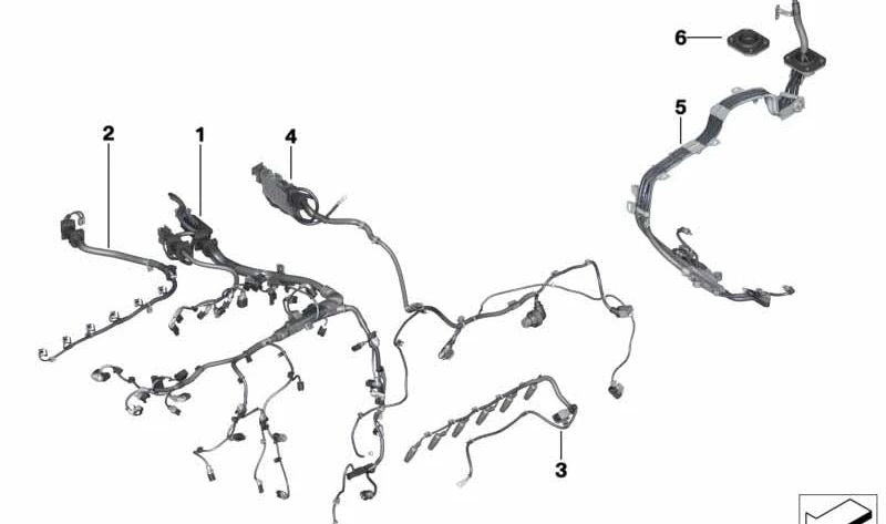 Arnés de cables del motor del módulo de encendido para BMW Serie 5 F10, F11, Serie 7 F01N, F02N, X5 E70N, F15, X6 E71, F16 (OEM 12518583649). Original BMW