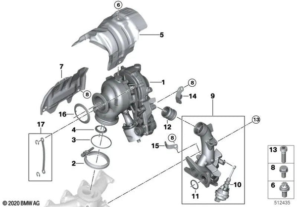 Kit de reparación de barra estabilizadora para BMW F48N, F39 (OEM 11657926388). Original BMW