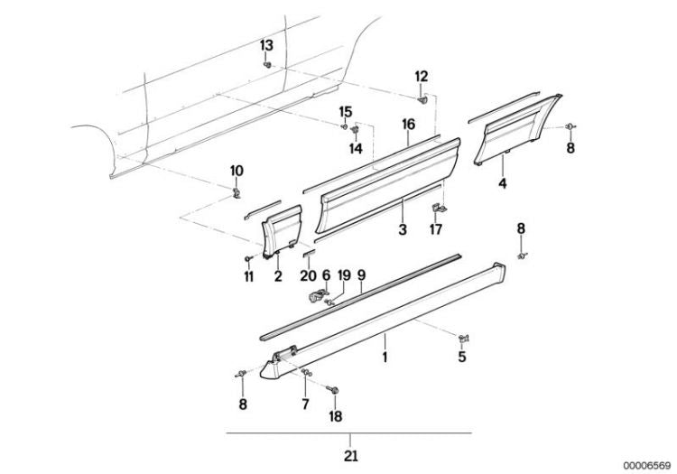 Recubrimiento Lateral Inferior Para Bmw Cabrio E30. Original Recambios