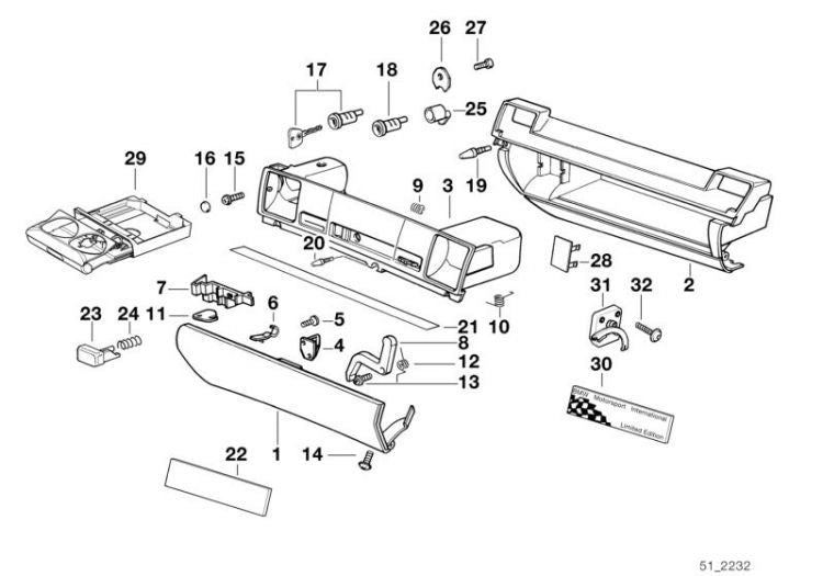 Tapa Guantera Para Bmw E36. Original Recambios