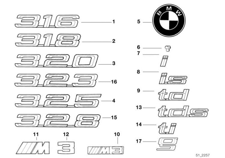 Emblema 320 Para Bmw E36. Original Recambios