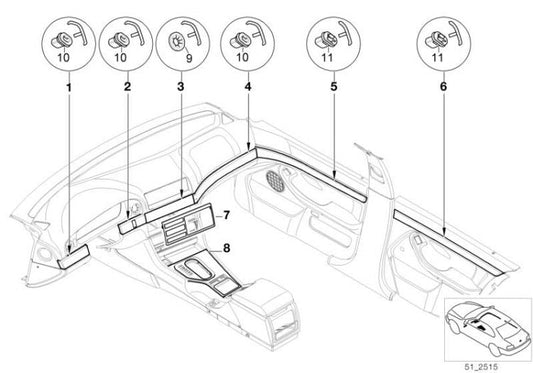 Set Listones Embellecedores Interiores Aluminio Cepillado Para Bmw E39 Berlina O Touring. Original