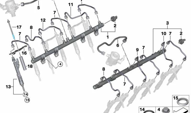 Tubería de alta presión para BMW F01, F02, G12 (OEM 13537560543). Original BMW