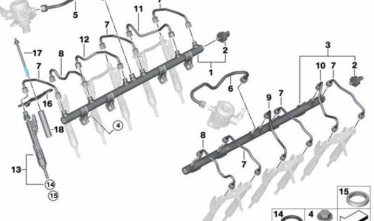 Tubería de alta presión para BMW F01, F02, G12 (OEM 13537560543). Original BMW