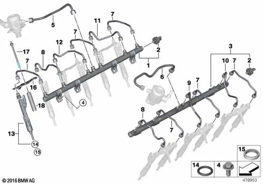 Hochdruckleitung para BMW Serie 7 G12N (OEM 13538648187). Original BMW