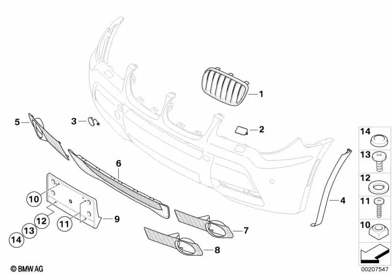 Right closed grille for BMW E83N (OEM 51113417726). Original BMW.