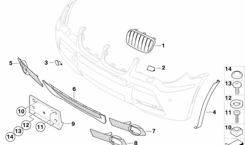 Rejilla cerrada izquierda OEM 51113417725 para BMW X3 E83. Original BMW.