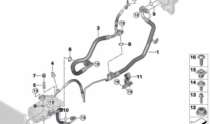 Tubería de refrigerante de doble tubo para BMW Serie 7 G12, G12N (OEM 64539324809). Original BMW