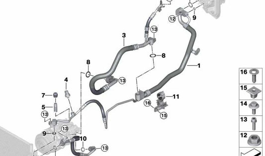 Tuyau de réfrigérant à double tube pour la série BMW 7 G12, G12N (OEM 64539324809). BMW d'origine