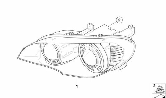 Bi-Xenon Headlight Right for BMW X5 E70 (OEM 63117288992). Original BMW