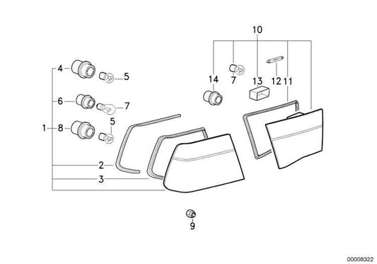 Luz Trasera Panel Lateral Izquierda Para Bmw Serie 8 Coupé E31. Original Recambios