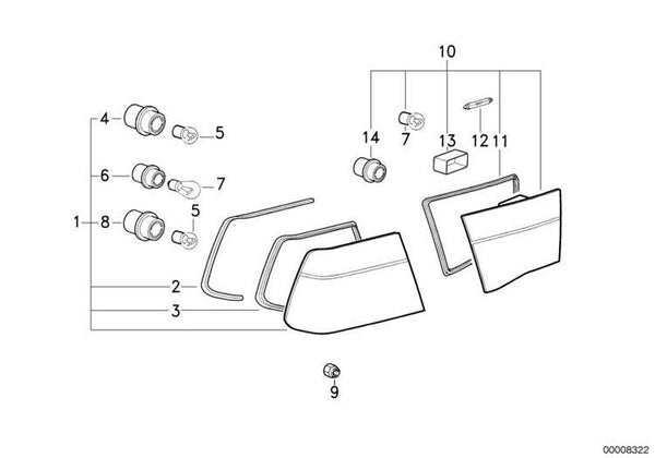 Luz Trasera Panel Lateral Izquierda Para Bmw Serie 8 Coupé E31. Original Recambios