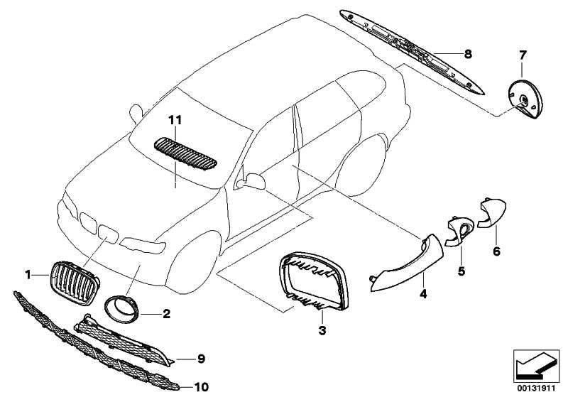 Rejilla Reja Debajo Inferior Parachoques Delantero Titan Para Bmw E53 . Original Recambios