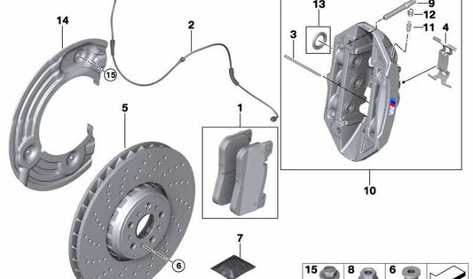 Gramp de frein droit OEM 34109503414 pour BMW G80, G81, G82, G83. BMW d'origine.