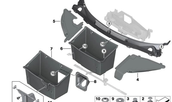 Soporte para enchufe de carga para BMW I01, I01N (OEM 51747331290). Original BMW