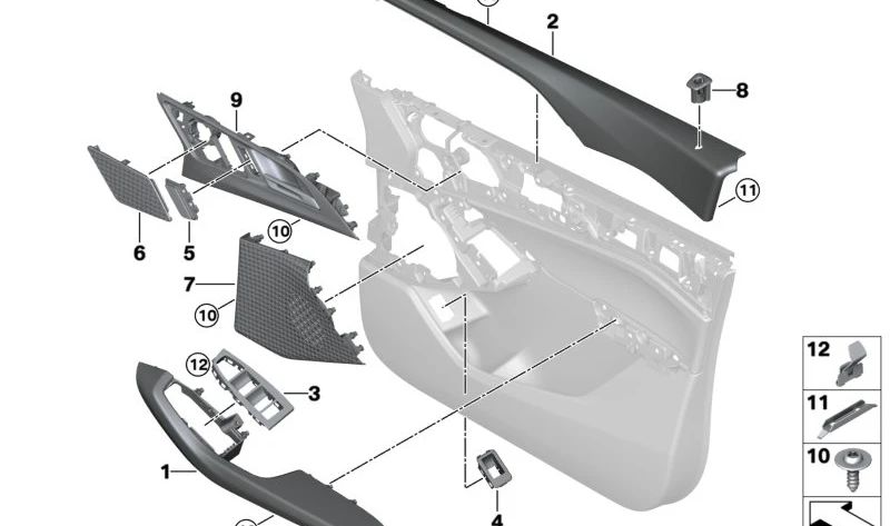 Manilla de puerta delantera izquierda para BMW U06 (OEM 51415A45E33). Original BMW.