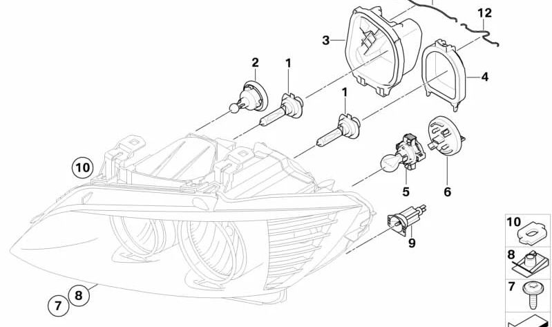 Tapa protectora de luz larga (izquierda) OEM 63127246481 para BMW Serie 3 (E90, E91). Original BMW.