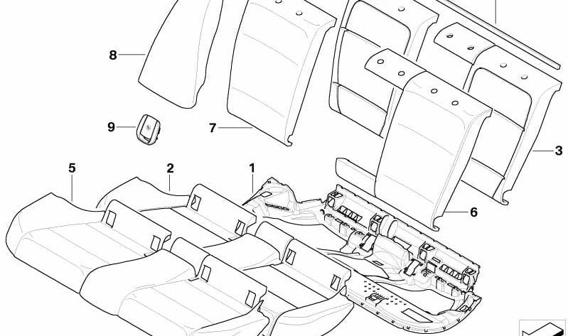 Funda de asiento de tela/cuero para BMW E90, E91 (OEM 52207146920). Original BMW