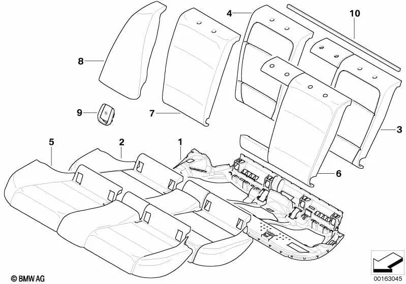 Linker Leder-Rückenlehnenbezug für BMW 3er E90N (OEM 52207246517). Original BMW