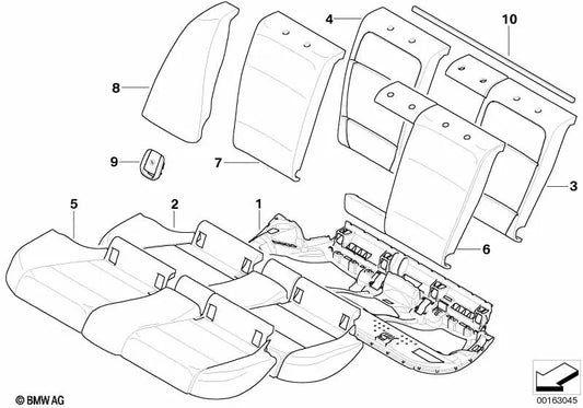 Parte de espuma del asiento para BMW E90, E90N, E91, E91N (OEM 52207133822). Original BMW.