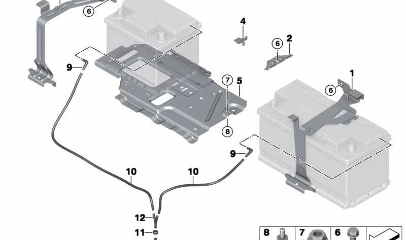 Soporte de batería para BMW X5 F15, F85, X6 F16, F86 (OEM 61217636909). Original BMW