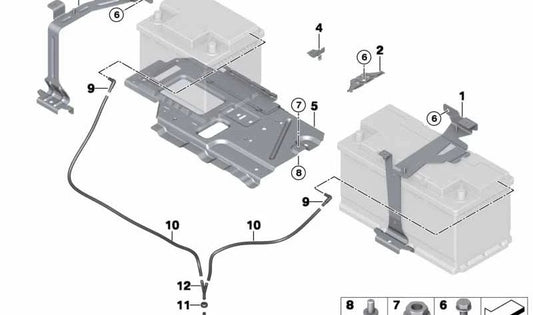 Soporte de batería para BMW X5 F15, F85, X6 F16, F86 (OEM 61217636909). Original BMW