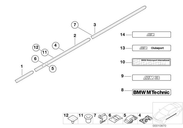 Grapa Listón Parachoques Lateral Para Bmw E36 Y E46. Original Recambios