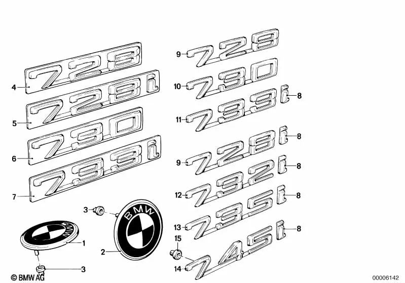 Emblema pegado trasero para BMW Serie 7 E23 (OEM 51141873100). Original BMW