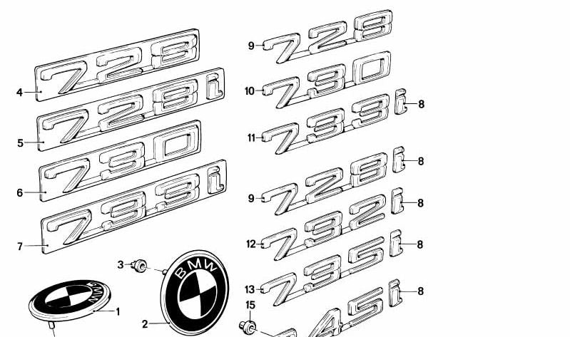 Emblema pegado trasero para BMW Serie 7 E23 (OEM 51141910728). Original BMW