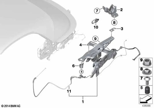 Rechtes Markisendeckelscharnier für BMW 2er F23, F23N (OEM 41007300960). Original BMW.