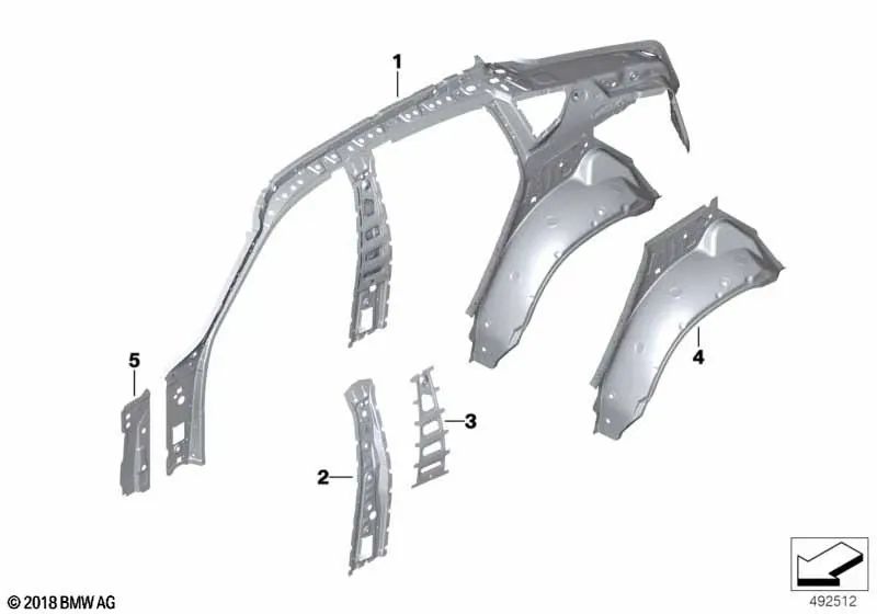 Right inner side frame for BMW F96, G06 (OEM 41007955022). Original BMW.