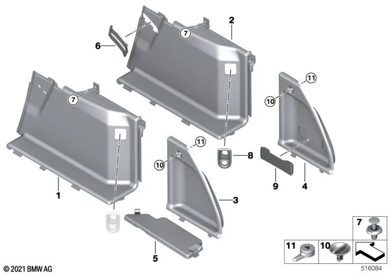 Botón de activación inferior para BMW Serie 5 G31, G31N (OEM 51477951969). Original BMW.