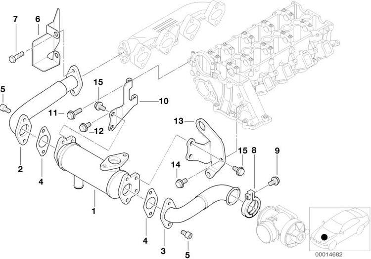 Tubo Conect A Refrigerador Del Gas De Escape Para Bmw E39. Original Recambios