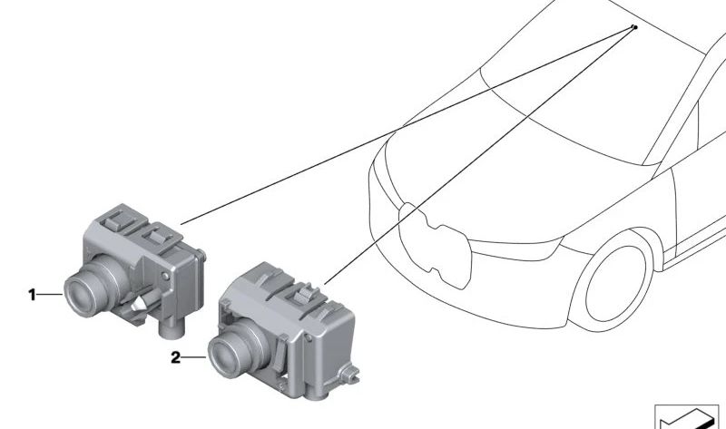 Cámara de Realidad Aumentada para BMW F70, U06, G60, G61, G68, G90, G70, I20, U11, U12, U10, G45, F95N, G05N, G18N, F96N, G06N, G07N, G09, MINI U25 (OEM 66515A1A143). Original BMW