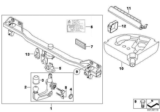 Tapa Enganche De Remolque Con Trampilla Imprimada Para Bmw E60 . Original Bmw. Recambios