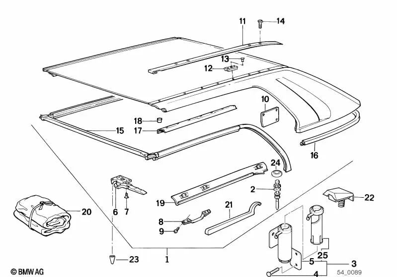 Dachleiste para BMW Serie 3 E30 (OEM 54211953954). Original BMW