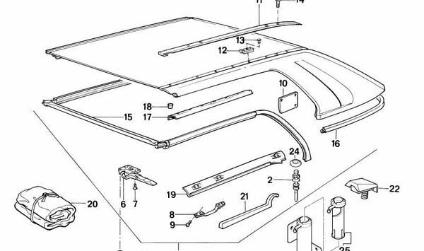 Soporte Hardtop izquierdo para BMW E30 (OEM 54211962051). Original BMW