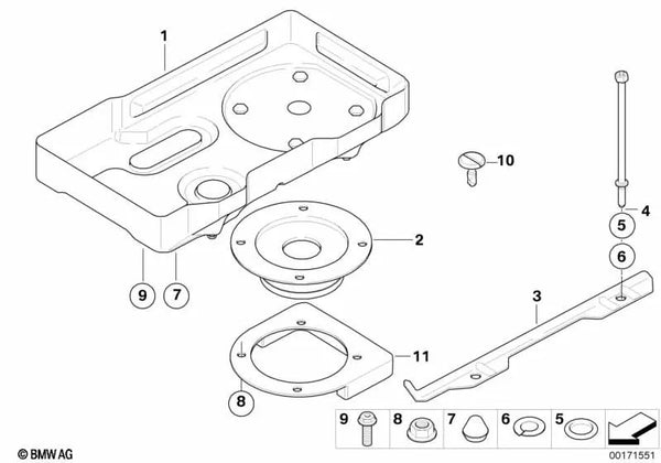 Regleta de Abrazadera de Batería para BMW Serie 3 E93, E93N, Serie 4 F33, F83 (OEM 51717188488). Original BMW