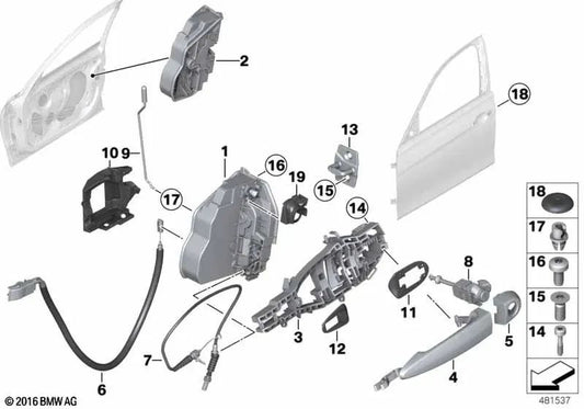 Linke grundierte Türabdeckung für BMW E90N, E91N, F30, F30N, F31, F31N, F80, F80N (OEM 51217233663). Original BMW