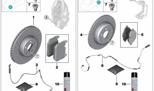 Disco de freno de carbono-cerámico izquierdo OEM 34112284801 para BMW F10, F06, F12, F13. Original BMW.