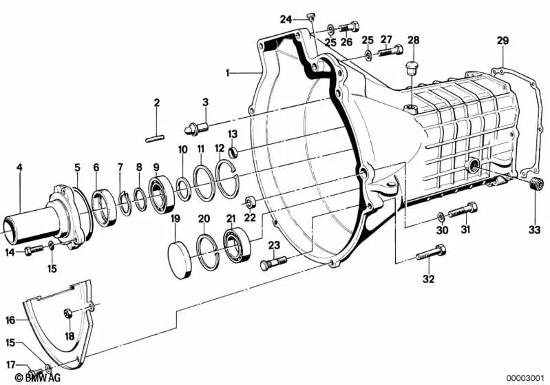 Circlip for BMW 3 Series E21, E30 5 Series E12, E28 6 Series E24 7 Series E23 (OEM 23121630170). Original BMW