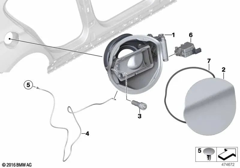 Tapa de llenado imprimada para BMW Serie 2 F23, F23N (OEM 51177301817). Original BMW