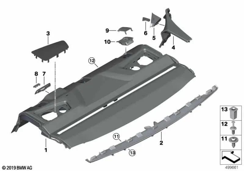 Rejilla del altavoz estante trasero izquierdo para BMW F90, G30, G38, F92, G15 (OEM 51467419857). Original BMW