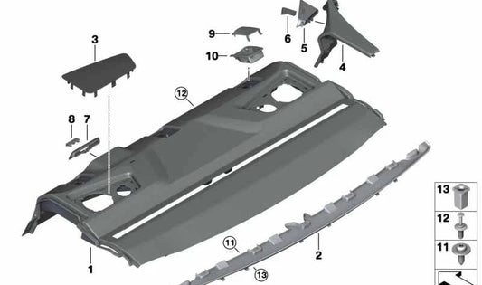 Revestimiento de la cubierta del hueco del cinturón derecho para BMW F93, G16 (OEM 51469108196). Original BMW