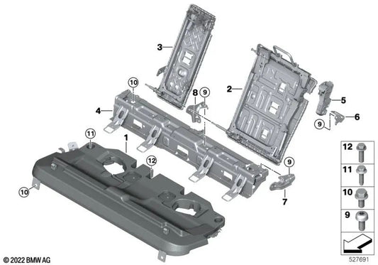 Right backrest support part for BMW X6 F96, G06, XM G09 (OEM 52207444852). Original BMW