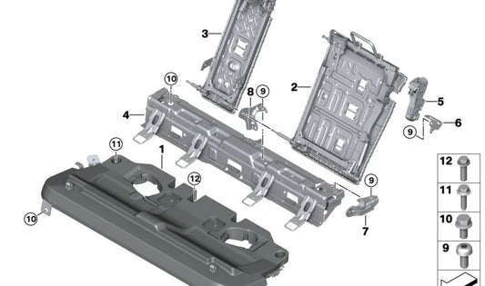 Parte de soporte respaldo izquierda para BMW X6 F96, G06, XM G09 (OEM 52207444851). Original BMW.